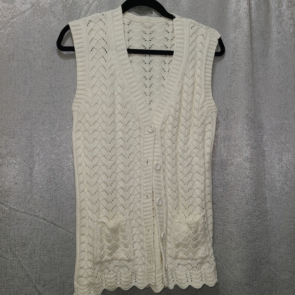 Knitted sweater vest button up sleeveless caridgan no size tag M - Picture 7 of 7